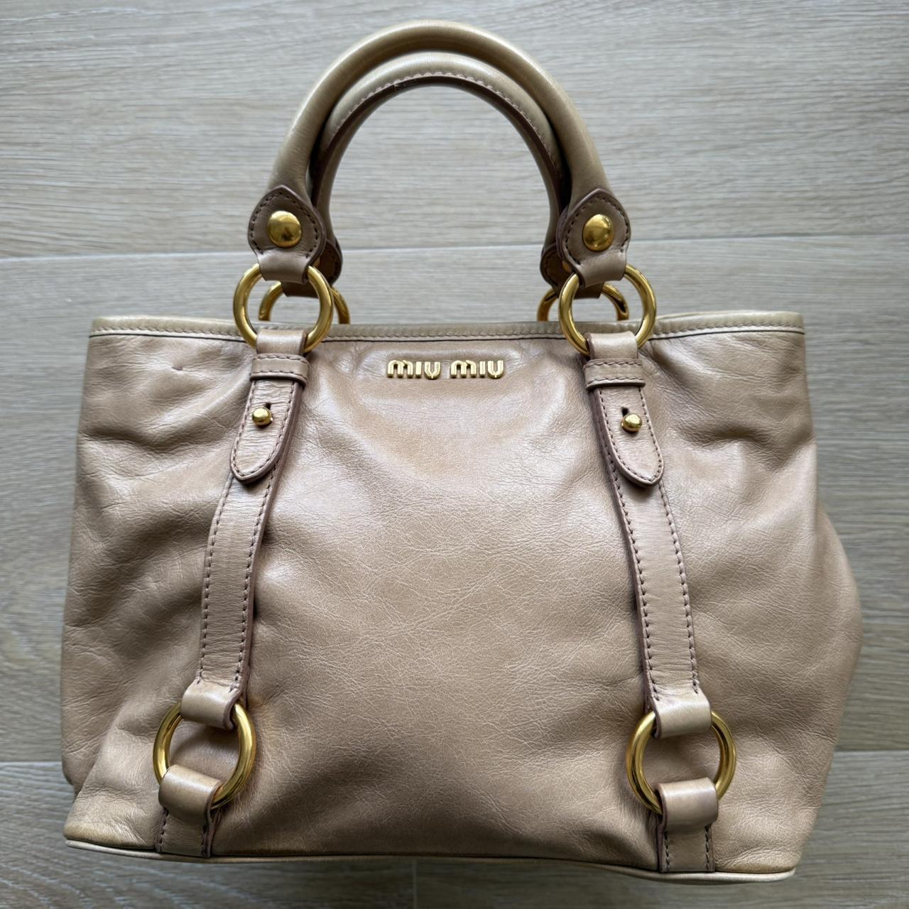 Miu Miu Vitello 2-Way Handbag Light Brown Y2K
