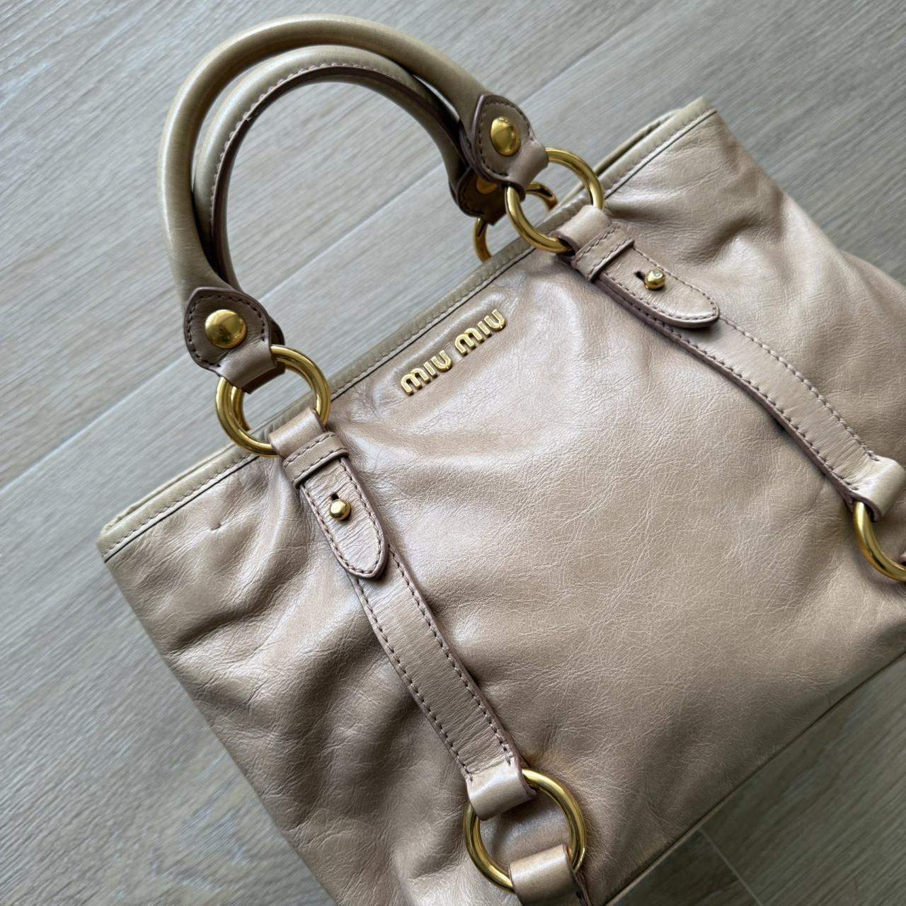 Miu Miu Vitello 2-Way Handbag Light Brown Y2K