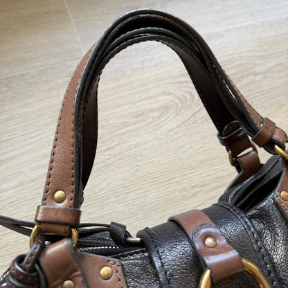 Chloe Kerala Handbag w/ Horse Charms Black/Silver/Brown Leather Y2K