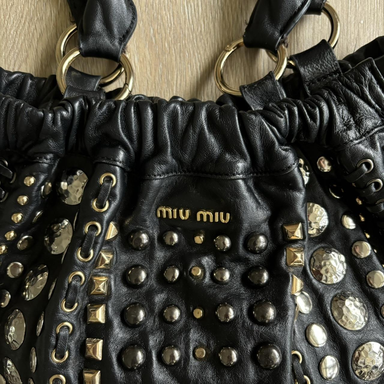 Miu Miu Leather Studded Y2K Handbag w/ Braids &amp; Beads