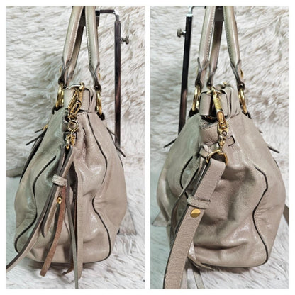 Genuine Pre-Owned MIU MIU leather shoulder bag 2-way Vittero Luxe beige