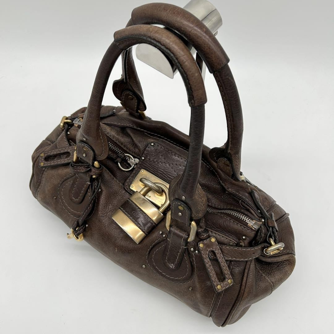 Genuine Pre-Owned Beautiful Chloe Paddington handbag padlocked leather dark brown