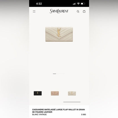 Authentic Preowned Pink YSL cassandre wallet on chain