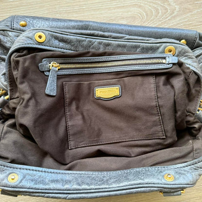 Miu Miu 2WAY Y2K Large Shoulder Bag Dark Grey