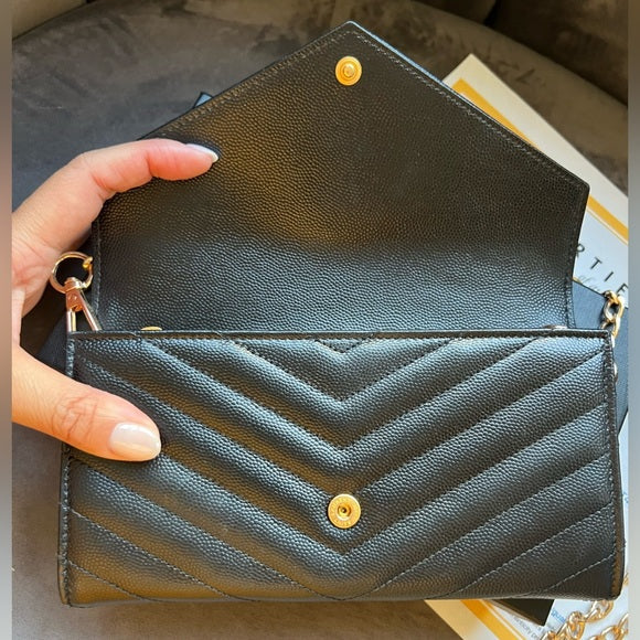 Authentic Preowned YSL cassandre envelope wallet on chain