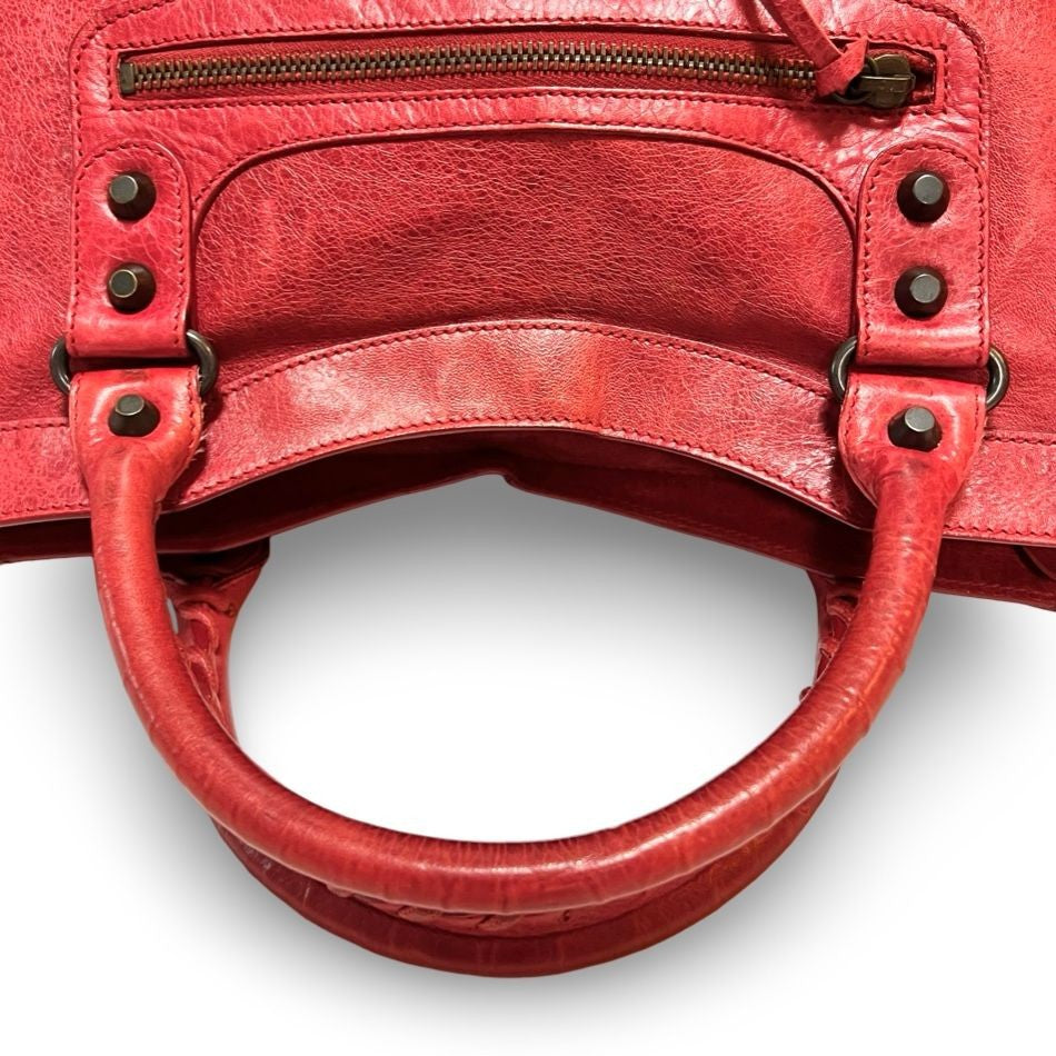 Genuine Pre-Owned BALENCIAGA The City 2-way shoulder hand red leather