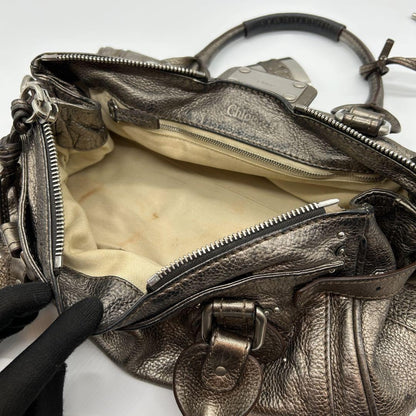 Rare Chloe Paddington handbag metallic silver Shoulder Bag Leather Women's