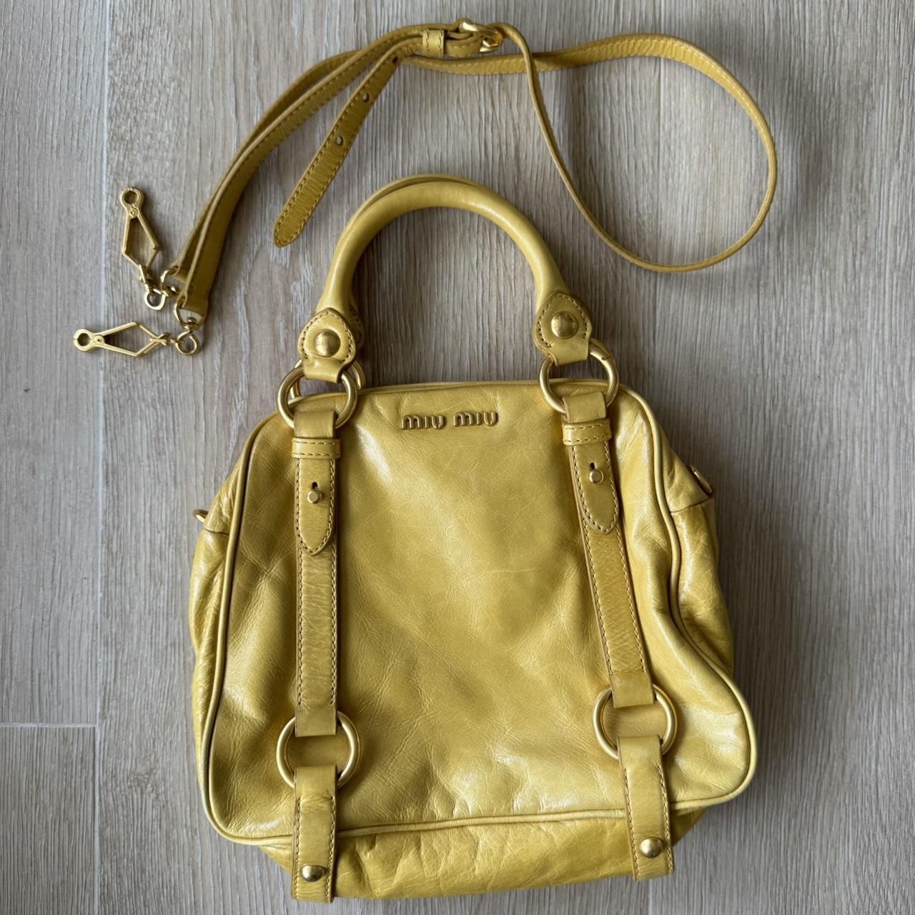 Miu Miu Yellow/Gold Hobo Bag - 2WAY Leather Tote