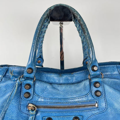 Genuine Pre-Owned Balenciaga Hand, shoulder bag blue leather