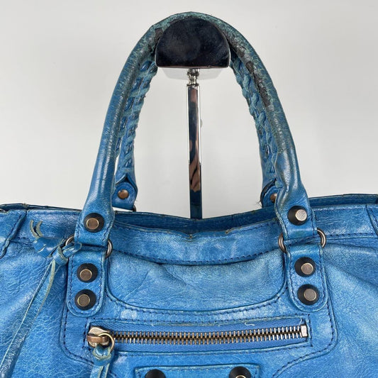 Genuine Pre-Owned Balenciaga Hand, shoulder bag blue leather