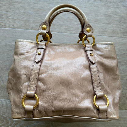 Miu Miu Vitello 2-Way Handbag Light Brown Y2K