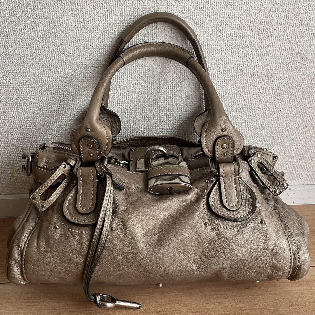 Genuine Pre-Owned Beautiful Chloe Paddington padlocked tote bag beige leather