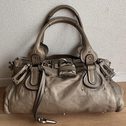 Genuine Pre-Owned Beautiful Chloe Paddington padlocked tote bag beige leather