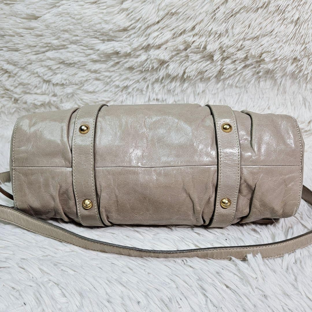 Genuine Pre-Owned MIU MIU leather shoulder bag 2-way Vittero Luxe beige