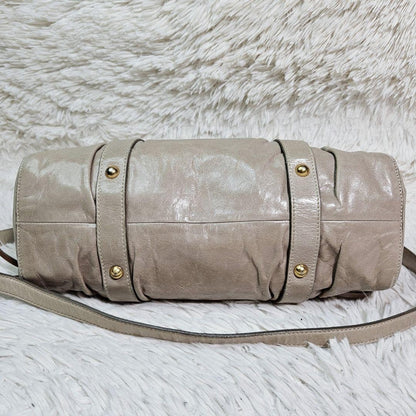 Genuine Pre-Owned MIU MIU leather shoulder bag 2-way Vittero Luxe beige