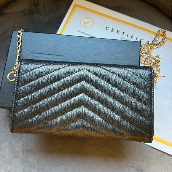 Authentic Preowned YSL cassandre envelope wallet on chain