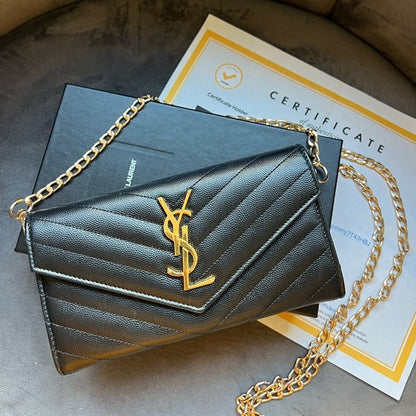 Authentic Preowned YSL cassandre envelope wallet on chain
