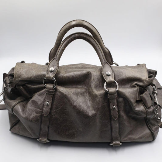 Genuine Pre-Owned miu miu Vitello Lux Ribbon 2way Bag grey