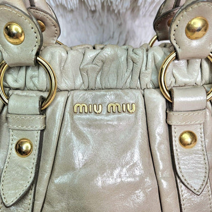 Genuine Pre-Owned MIU MIU leather shoulder bag 2-way Vittero Luxe beige