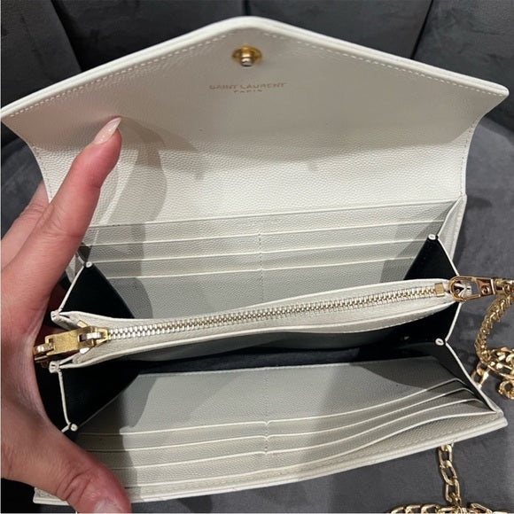 Authentic Preowned Yves Saint Laurent matelasse long wallet