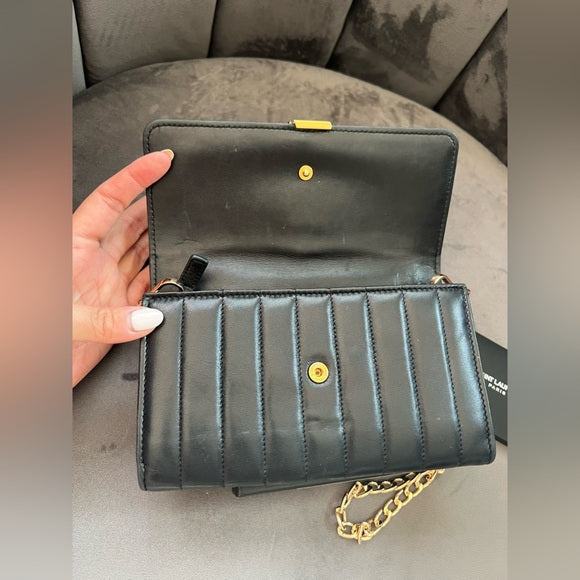 Authentic Preowned Saint Laurent Vicky Black Quilted Monogram Wallet