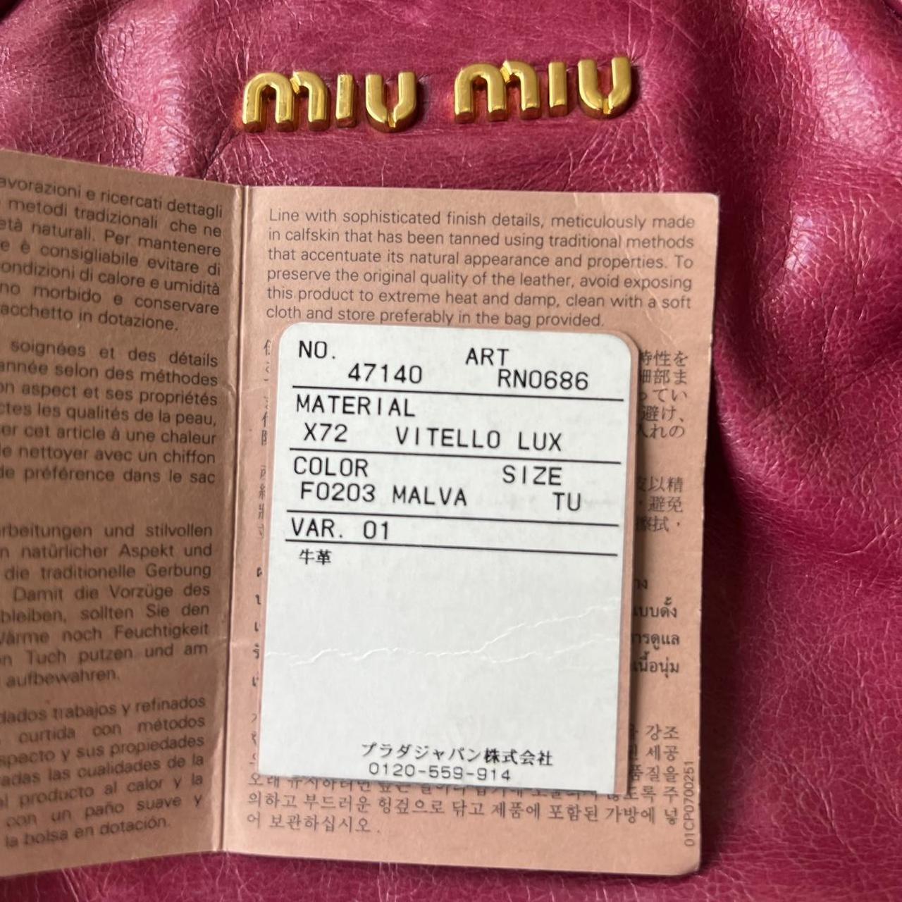 Miu Miu Vitello 2WAY Small Pink Shoulder Bag Crossbody Leather Ribbons