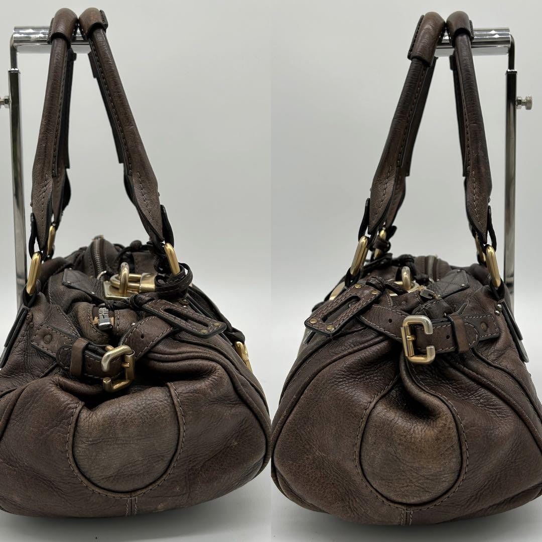 Genuine Pre-Owned Beautiful Chloe Paddington handbag padlocked leather dark brown