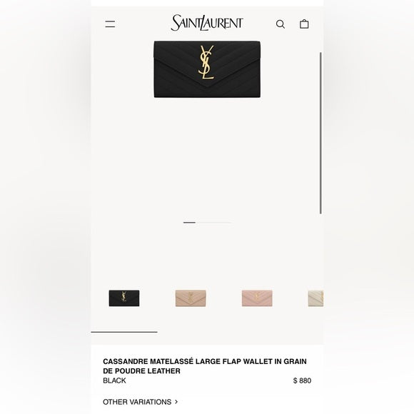 Authentic Preowned YSL cassandre envelope wallet on chain