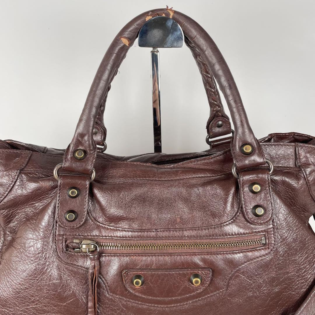 Genuine Pre-Owned Balenciaga Hand, shoulder bag 2-way brown leather
