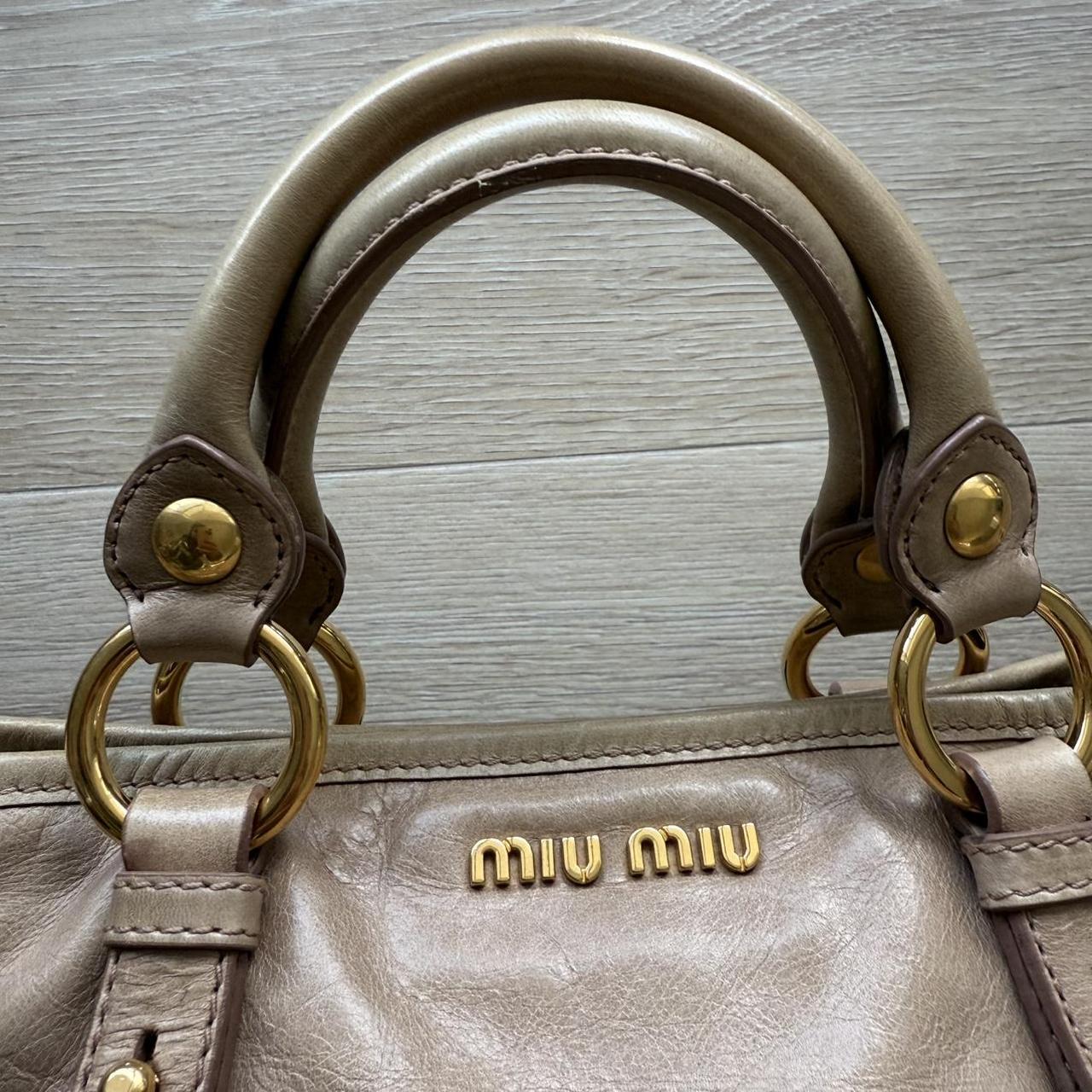 Miu Miu Vitello 2-Way Handbag Light Brown Y2K