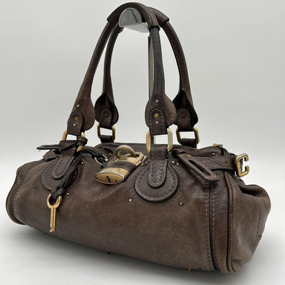 Genuine Pre-Owned Beautiful Chloe Paddington handbag padlocked leather dark brown